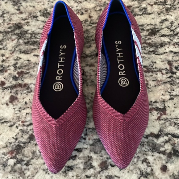 Rothy’s The Point Magenta Racing Stripe Flat Size 6.5 - Picture 2 of 9